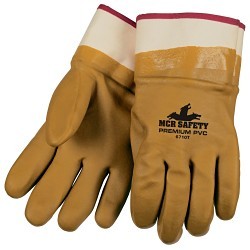 MCR Safety 6710T Cut-Resistant Gloves, Large, #9, PVC, Safety Cuff Cuff, Resists: Abrasion, Chemicals, Oils, Marroon