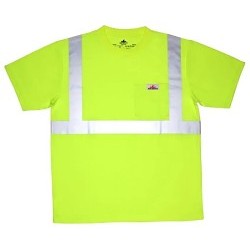 MCR Safety STSCL2MLLLOGOLDM T-Shirt, Hooded: No, L, Hi Vis Lime, Polyester, 29.1 in Length