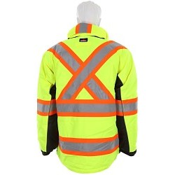 MCR Safety VT38JHX2 Rain Gear Winter Jacket, Insulated, 2X-Large, Fluorescent Lime/Orange/Black, Polyester, High-Visibility, Detachable Hood Style, 32 in Chest Size