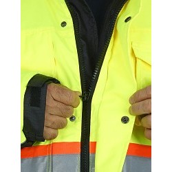 MCR Safety VT38JHX2 Rain Gear Winter Jacket, Insulated, 2X-Large, Fluorescent Lime/Orange/Black, Polyester, High-Visibility, Detachable Hood Style, 32 in Chest Size