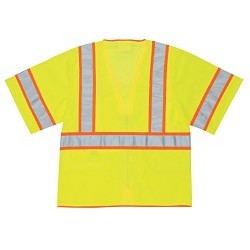 MCR Safety MCRWCCL3LL Safety Vest, Large, Hi-Viz Fluorescent Lime/Orange, Polyester Mesh, Hook & Loop Front Closure, 2 Pockets, ANSI Class: ANSI/ISEA 107 Type R Class 2