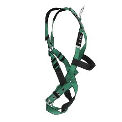 MSA Safety 10196642 Harness, Standard, 400 lb, Polyester Strap, Tongue Leg Strap Buckle, Quick Connect Chest Strap Buckle, Stainless Steel/Steel Hardware, Green