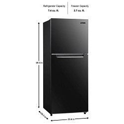 Magic Chef HMDR1000BE Refrigerator, 7.4 cu-ft Refrigerator, 2.7 cu-ft Freezer, 59.4 in Overall Height, 23.6 in Overall Width, 26 in Overall Depth