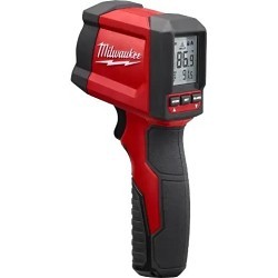 Milwaukee® 2267-20 Infrared Thermometer, -22 to 1022 deg F, +/-2 % Accuracy, 10:1 Focus Spot, 0.95 Fixed Emissivity, 9 VDC Alkaline Battery