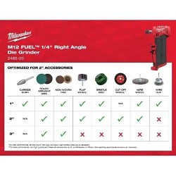 Milwaukee® 2485-22 Right Angle Die Grinder, Tool/Kit: Kit, 1/4 in Wheel Dia, 0.3 hp