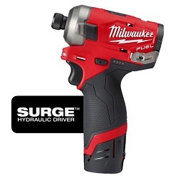 Milwaukee® 2551-22 Hydraulic Driver Kit, Hex Drive, 1/4 in Drive, 450 in-lb Torque, 12 VDC, 5.2 in Overall Length, Battery Included: Yes