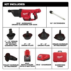 Milwaukee® 2572B-21 Air Gun Kit, 7.4 in HT x 20.8 in LG, Plastic