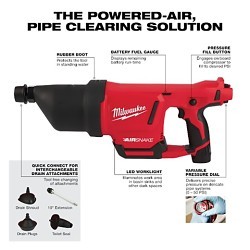 Milwaukee® 2572B-21 Air Gun Kit, 7.4 in HT x 20.8 in LG, Plastic