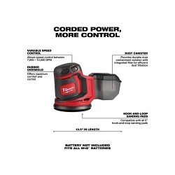 Milwaukee® 2648-20 Sander, Tool/Kit: Tool, 5 in, 12000 rpm