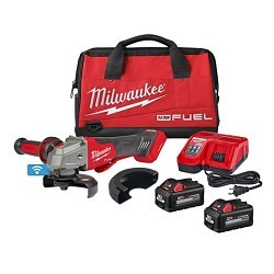 Milwaukee® 2882-22 Cordless Braking Grinder, 4-1/2 to 5 in Wheel Dia, 5/8-11 in, 18 V, M18™ Redlithium™ High Output™ XC6.0 Lithium-Ion Battery, For Wheel Type: Type 1, Type 27, Paddle Switch