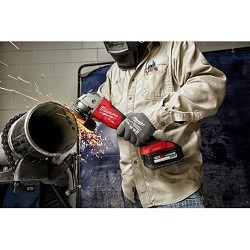 Milwaukee® 2882-22 Cordless Braking Grinder, 4-1/2 to 5 in Wheel Dia, 5/8-11 in, 18 V, M18™ Redlithium™ High Output™ XC6.0 Lithium-Ion Battery, For Wheel Type: Type 1, Type 27, Paddle Switch