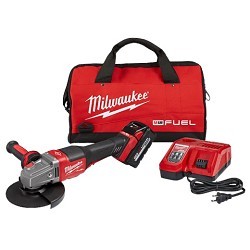 Milwaukee® 2980-21 Cordless Braking Grinder Kit, 4-1/2 to 5 in Wheel Dia, 5/8-11 in, 18 V, Lithium-Ion Battery, For Wheel Type: Type 27, Paddle Switch