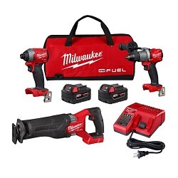 Milwaukee® 2998-23 Combination Kit, 3, 18 VDC, Hammer Drill/Driver, Hex Impact Driver, Sawzall