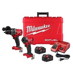 Milwaukee® 3697-22 2-Tool Combo Kit, 1/2 in Chuck, Keyless Chuck, 2100 rpm No-Load Speed, Battery Included: Yes