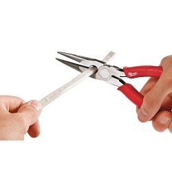 Milwaukee® 48-22-6101 Long Nose Plier, Manual, Serrated Jaw, 2-1/2 in Jaw Length, 1/2 in Jaw Width, 8 in Overall Length, 7/64 in Tip Width, Cutter Included: Yes, No, Wire Stripper Included: Yes