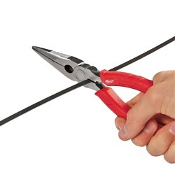 Milwaukee® 48-22-6101 Long Nose Plier, Manual, Serrated Jaw, 2-1/2 in Jaw Length, 1/2 in Jaw Width, 8 in Overall Length, 7/64 in Tip Width, Cutter Included: Yes, No, Wire Stripper Included: Yes