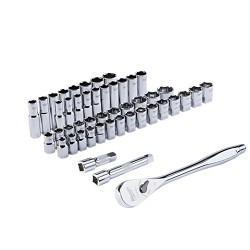 Milwaukee® 48-22-9010 Ratchet and Socket Set, No, Metric/SAE, 6 Points, 1/2 in Drive, 47 Piece