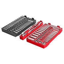 Milwaukee® 48-22-9486 Ratchet and Socket Set, Yes, Metric/SAE, 1/4, 3/8 in Drive, 106 Piece, IP65