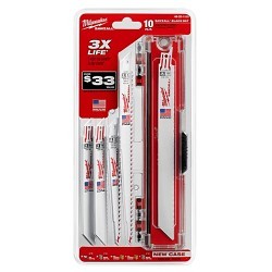 Milwaukee® 49-22-1110 Blade Set, 10 Piece, For Use With: Reciprocating Saws