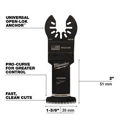 Milwaukee® 49-25-1131 Blade, For Use With: Cuts in Hardwood, Soft Wood, Drywall, & PVC, Specifications: 0.025 in THK x 2.05 in L Blade, 1-3/8 in Cutting Width, Wood