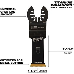 Milwaukee® 49-25-1251 Blade, For Use With: Metal, Wood & Nails, PVC, Drywall, Specifications: 1 1/8 in Cutting Width, 2.2 in L Blade, 0.03 in THK Blade, Bi-Metal