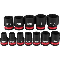 Milwaukee® 49-66-7010 Socket Set, Yes Impact Rated, Metric, 6 Points, 1/2 in Drive, 12 Piece, Square Socket Shape, Box