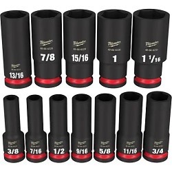 Milwaukee® 49-66-7011 Socket Set, Yes Impact Rated, Metric, 6 Points, 1/2 in Drive, 12 Piece, Square Socket Shape, Box