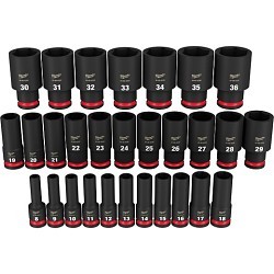 Milwaukee® 49-66-7015 Socket Set, Yes Impact Rated, Metric, 6 Points, 1/2 in Drive, 29 Piece, Square Socket Shape, Box