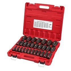 Milwaukee® 49-66-7015 Socket Set, Yes Impact Rated, Metric, 6 Points, 1/2 in Drive, 29 Piece, Square Socket Shape, Box