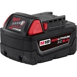 Milwaukee® MIL48-11-1850FREE Rechargeable Battery, Bare Tool, 5 Ah Battery, Lithium-Ion Battery, 18 Charge, For Use With: Milwaukee® M18™ Cordless Power Tool