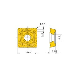Mitsubishi Materials USA 670899 Milling Insert, SOMT Insert, 12T308 Insert, Carbide, Manufacturer's Grade: MP6120, Steel Material Application, Square Shape