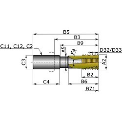 Mitsubishi Materials USA EDT-1.5-25-TH Helical Flute Thread Mill, 70 mm Overall Length, 4 Flutes