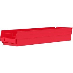 Myers Industries Akro-Mils® AKRO30164RED Shelf Bins, 23-5/8 in Outside Length, 6-5/8 in Outside Width, 4 in Outside Height, Red