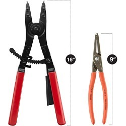 Neiko 02130A Snap Ring Plier Set, External Plier, Internal Plier Pliers Type, 2 Piece, 16 in Overall Length