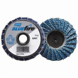 Norton® BlueFire® 77696090177 R884P Extra Heavy Duty Quick-Change TS (Type II) Coated Abrasive Flap Disc, 2 in Dia, 60 Grit, Coarse Grade, Zirconia Alumina Plus Abrasive, Type 27 Flat Disc