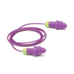 Moldex® 6405 Earplug, Corded, 27 dB Noise Reduction Rating, Pod, Reusable, Purple Plug, Purple Cord, 50 Pair/Box