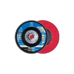 PFERD 62621 Coated Abrasive Flap Disc, 4-1/2 in Disc Dia, 5/8-11 in Center Hole, 40 Grit, Coarse Grade, Ceramic Oxide Abrasive, Type 27 PFC Flat Disc