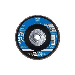 PFERD 62621 Coated Abrasive Flap Disc, 4-1/2 in Disc Dia, 5/8-11 in Center Hole, 40 Grit, Coarse Grade, Ceramic Oxide Abrasive, Type 27 PFC Flat Disc