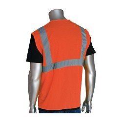 PIP® 302-MVGOR-M Safety Vest, M, Hi-Viz Orange, Polyester Mesh, Hook and Loop Closure, ANSI Class: Class 2, Specifications Met: ANSI 107 Type R