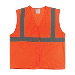 PIP® 302-MVGOR-M Safety Vest, M, Hi-Viz Orange, Polyester Mesh, Hook and Loop Closure, ANSI Class: Class 2, Specifications Met: ANSI 107 Type R