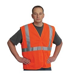PIP® 302-MVGOR-M Safety Vest, M, Hi-Viz Orange, Polyester Mesh, Hook and Loop Closure, ANSI Class: Class 2, Specifications Met: ANSI 107 Type R