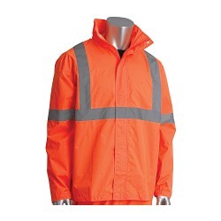 PIP® FALCON™ Viz™ 353-1000OR-2X/3X 2-Piece Rainsuit, 2XL/3XL, Hi-Viz Orange, Polyester, 56 in Waist, 32-1/2 in L Inseam, Concealable Hood