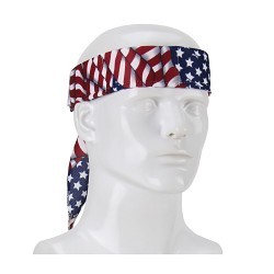 PIP® EZ-Cool® 393-EZ201-PAT Flash Evaporative Cooling Bandana, Universal, Patriotic Flag, 65% Polyester/35% Cotton Poplin, Breakaway Snap Closure