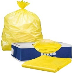 Plasticplace T55120YL Garbage Can Liner, 55 to 60 gal, 58 in Length, 38 in Width, Plastic, Yellow