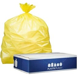 Plasticplace T55120YL Garbage Can Liner, 55 to 60 gal, 58 in Length, 38 in Width, Plastic, Yellow