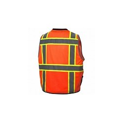 Pyramex® RVZ4410B Surveyor Safety Vest, Medium, Orange, Half Mesh/Half Solid, Zipper Closure, 8 Pockets, ANSI Class: Type R Class 2, ANSI/ISEA 107-2015 Type R