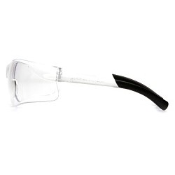 Pyramex® S2510S Safety Glasses, Anti-Scratch Lens Coating, Clear Lens, Frameless, Black/Clear Frame, Polycarbonate Lens, ANSI Specified, CSA Certified, CE Certified Specifications Met