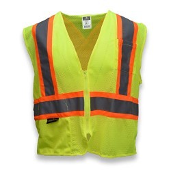 Radians® SV22X-XL Safety Vest, X-Large, 100% Polyester Mesh, Front Zipper Closure, 2 Pockets, ANSI Class: ANSI/ISEA 107