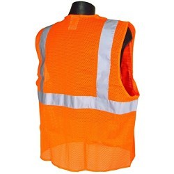 Radians® SV2ZOM-M Economy Safety Vest, Medium, Orange, 100% Polyester Mesh, Zipper Closure, 2 Pockets, ANSI Class: Class 2