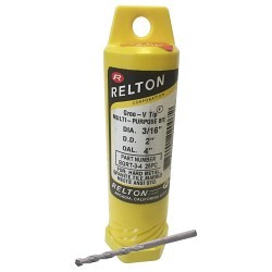 Relton BGRT-3-4 Masonry Drill Bit, 3/16 in Diameter, 4 in Overall Length, Carbide, 2-3/8 in Cutting Depth